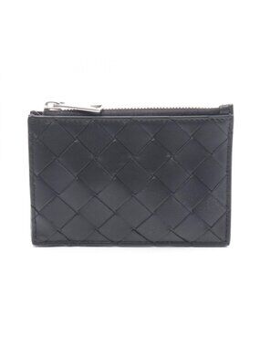 Bottega Veneta Coin Case Intrecciato Key Pouch Black Leather